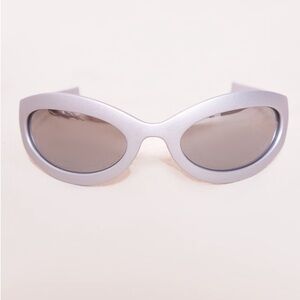 Silver Mirrored Lens Bug Eye Visor Sunglasses